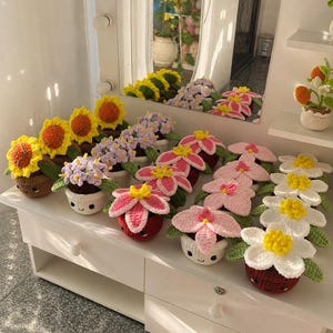 Crochet Flower Pot | Kawaii Handmade Floral Decor |Cute Gift