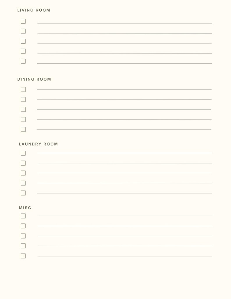 Cleaning Checklist - Etsy