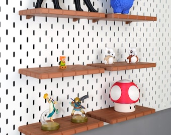 Prateleira de painel perfurado do Super Mario para exibição de figuras, compatível com IKEA SKADIS ou acessórios de painel perfurado de 1/4" para exibição na parede | Organização de painel perfurado