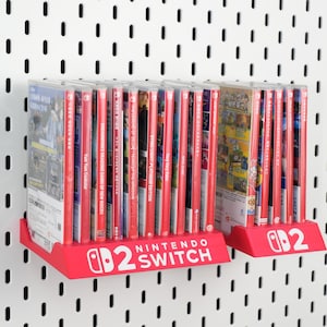 Supporto per custodia per giochi Nintendo Switch 2 per espositore per cartucce di gioco, supporto per schede di gioco Switch per scrivania / IKEA SKADIS / pannello forato da 1/4''