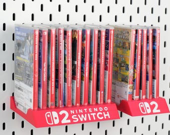 Nintendo Switch 2 Game Case Holder for Game Cartridge Case Display, Switch Game Card Holder for Desktop | IKEA SKADIS | 1/4'' Pegboard