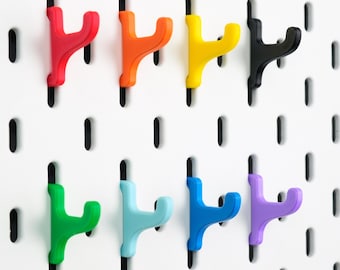 Rainbow Pegboard Hooks for IKEA Skadis | Colorful Wall Organizer Accessories | Multicolor Storage Peg Hooks | Craft Room Display Hangers
