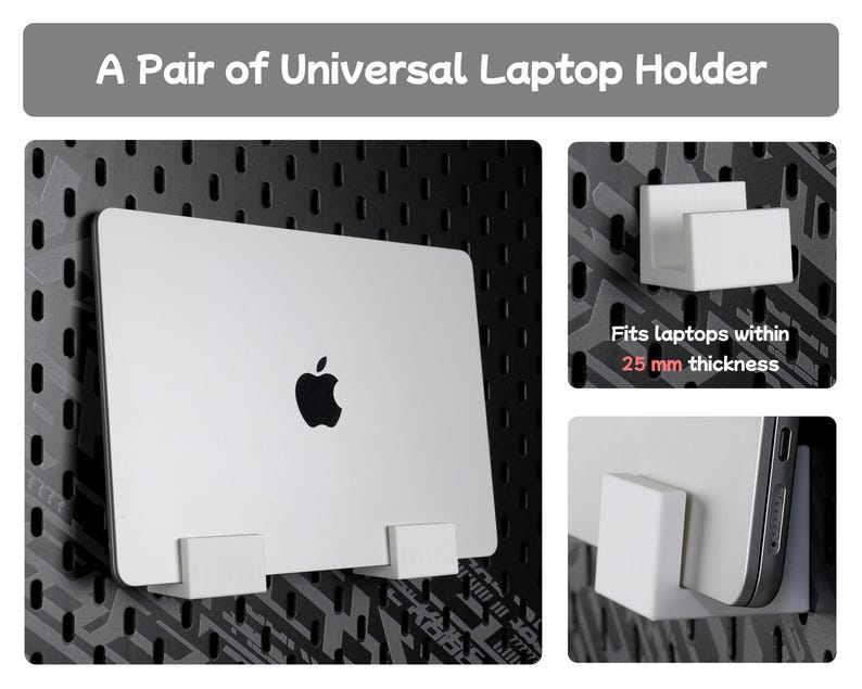 Tillbehör för skrivbordsmontering, tangentbordsfäste, surfplatteställ, mushållare, prylorganisatör, kompatibel med SKADIS och 1/4'' hylsplatta Laptop Holder