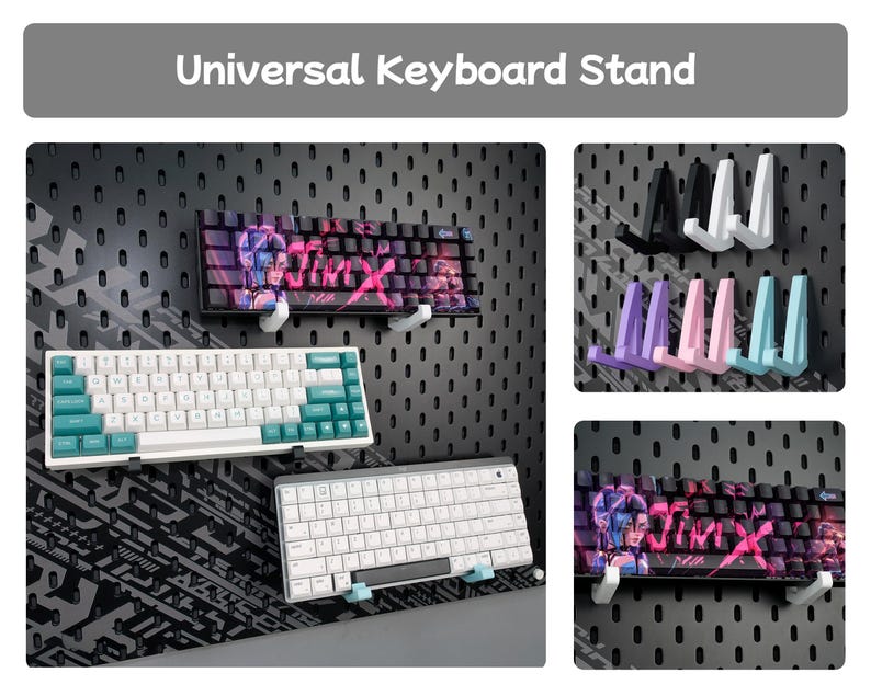 Tillbehör för skrivbordsmontering, tangentbordsfäste, surfplatteställ, mushållare, prylorganisatör, kompatibel med SKADIS och 1/4'' hylsplatta Keyboard Stand