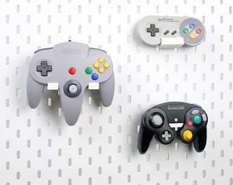 Pegboard Controller Holder for Retro Console, N64 SNES GameCube Controller Stand, Video Game Organization | IKEA SKADIS or 1/4'' Pegboard