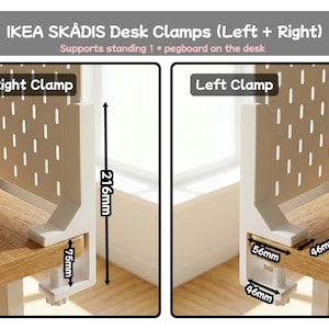 Tillbehör för skrivbordsmontering, tangentbordsfäste, surfplatteställ, mushållare, prylorganisatör, kompatibel med SKADIS och 1/4'' hylsplatta Desk Clamps (L+R)