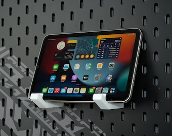 iPad Holder for IKEA SKÅDIS or 1/4'' Pegboard – Wall Mount Tablet Stand with Charger Storage & Cable Organizer / Pegboard Mount for iPad