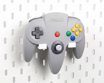 Nintendo 64 Controller Holder, Retro Pegboard Organizer for IKEA SKADIS or 1/4 inch Pegboard