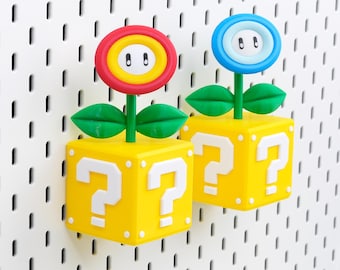Super Mario Fire and Ice Flower Container for IKEA SKADIS Accessories Gift for Gamer, Pegboard Storage Boxes