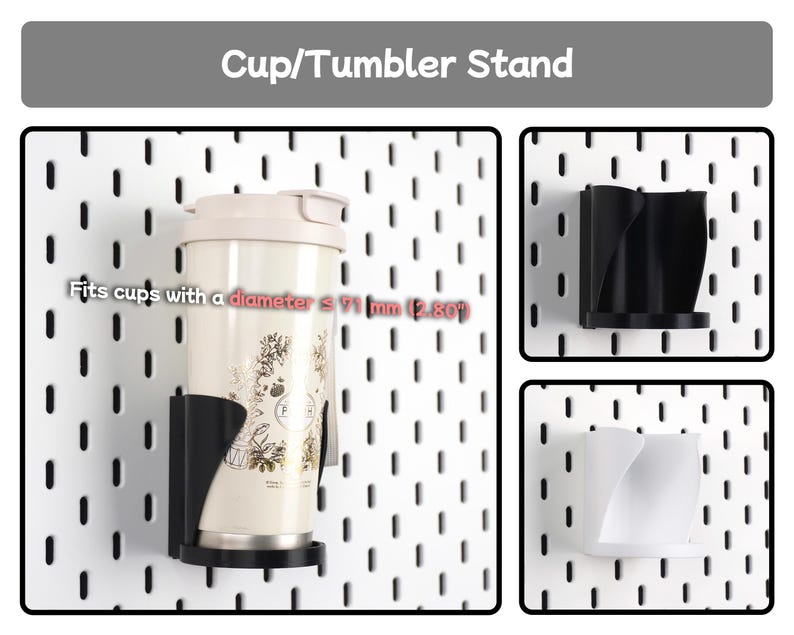 Tillbehör för skrivbordsmontering, tangentbordsfäste, surfplatteställ, mushållare, prylorganisatör, kompatibel med SKADIS och 1/4'' hylsplatta Cup/Tumbler Stand