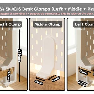 Tillbehör för skrivbordsmontering, tangentbordsfäste, surfplatteställ, mushållare, prylorganisatör, kompatibel med SKADIS och 1/4'' hylsplatta Desk Clamps (L+M+R)