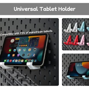 Tillbehör för skrivbordsmontering, tangentbordsfäste, surfplatteställ, mushållare, prylorganisatör, kompatibel med SKADIS och 1/4'' hylsplatta Tablet Holder