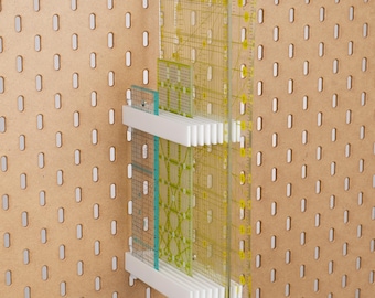 Sewing Ruler Pegboard Holder, 8/9 Slot Quilting Ruler Organizer for IKEA Skadis, 1/4 Inch Pegboards, Acrylic ruler Pegboard Accessories