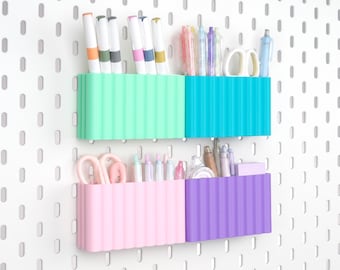 Pen Storage Bin for IKEA SKÅDIS  1/4 Inch Pegboards, 3D Printed Desk Organizer, Colorful Pencil Storage for Office, Kids & Craft Room Gifts
