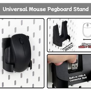 Tillbehör för skrivbordsmontering, tangentbordsfäste, surfplatteställ, mushållare, prylorganisatör, kompatibel med SKADIS och 1/4'' hylsplatta Universal MouseStand