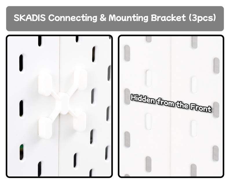 Pegboard Desk Clamp Mount Holder for IKEA Skadis, Adjustable Organizer Clip, No Drill Table Clamp for Office Storage 3* Hidden Connectors