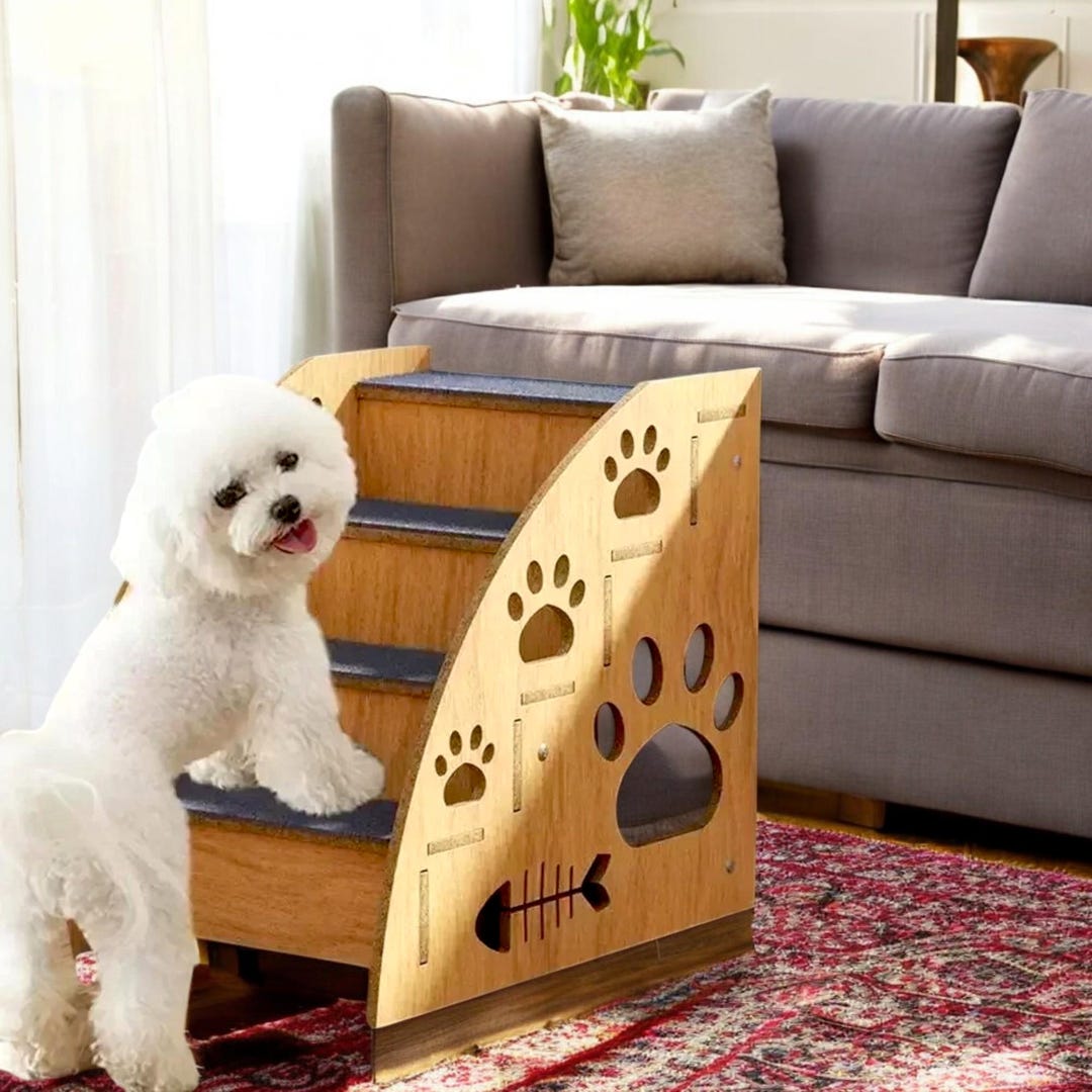 Woden Dog Stairs Ramp, Pet Steps for Bed Sofa – Dog Ladder Ramp for ...