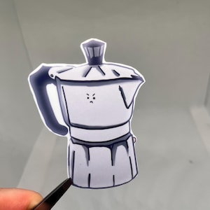Angry Moka Pot Coffee Lover Sticker – Waterproof Vinyl Espresso Machine Decal