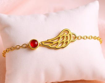 Angel Wing Birthstone Bracelet, Birthstone Custom Bracelet, Birthstone Angel Jewelry, Personalized Birthstone Bracelet, Angel Wing Jewelry