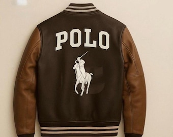 Chaqueta universitaria con mangas de cuero Polo Heritage