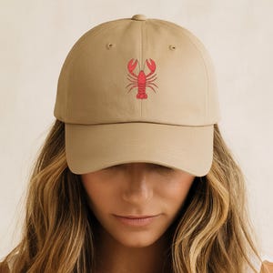 Lobster Embroidered Dad Cap, Nautical Coastal Hat, Gift for Seafood Lovers, Beach Accessory, Ocean Lover Gift, Maine Summer Cap