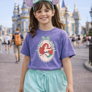 Chemise princesse petite sirène, chemise voyage Disney pour filles, t-shirt anniversaire sirène, chemise jeunesse inspirée d'Ariel, T-shirt vacances en famille Opcion F
