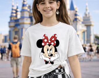 Minnie Mouse Shirt White Tee, Disney Trip Shirt Girl, Minnie Birthday Shirt, Family Matching Disney Shirts, Toddler Youth Adult Tee