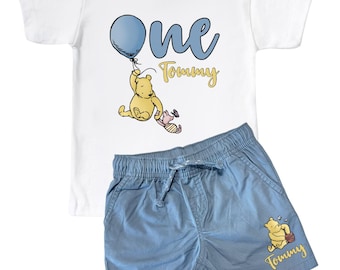 Tenue d'anniversaire personnalisée de Winnie l'ourson - 1er anniversaire, éclat de gâteau