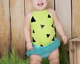 Pebbles Flintstone Inspired Baby Costume - First Birthday Outfit