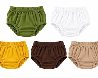 Soft Cotton-Spandex Baby Diaper Cover – Tan, olive green, brown, mustard, white off,  Pack or individual Newborn to Toddler