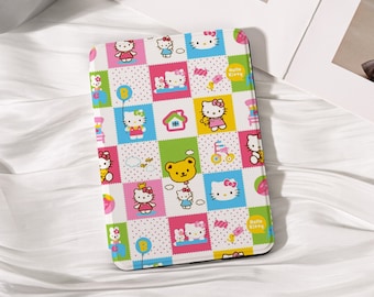 Kitty Patchwork Kindle/Kobo Case for 2026, Paperwhite 12/11th 2024,Kobo Clara,Cartoon Cover with Auto Wake/Sleep, Kitty Lovers Gift