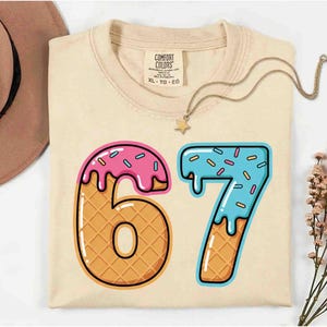 67 Meme shirt kids (Back-Front), 67 Ice Cream Drip shirt, Six Seven Meme shirt, Gen Alpha Slang, 67th Birthday shirt ,Funny 67 trend shirt