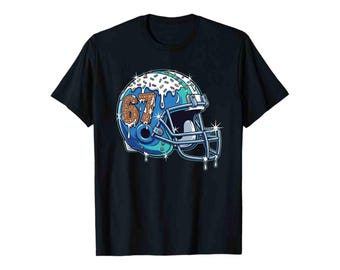 67 American Football Shirt, 67 Meme shirt kids, Six Seven Sport, 67th Ice Cream Drip Number Youth Tee, Football Helmet 67 trend shirt boys