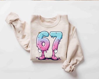 67 Ice Cream Drip shirt (Back or Front), Six Seven Meme shirt, Gen Alpha Slang, 67th Birthday shirt,Funny 67 trend shirt, 67 Meme shirt kids