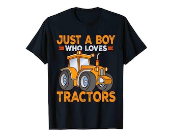 Camiseta "Just A Boy Who Loves Tractors", camiseta infantil de granja, camiseta de tractor para niño, camiseta de tractor para niño, regalo de cumpleaños agrícola, niños del campo