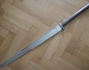 34 Inch Long Full Tang Hand Forged Carbon Steel Single Edge Sword With Leather Sheath
