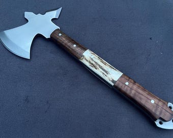 Hacha de acampada Viking personalizada para lanzar, regalo de cumpleaños para padrinos de boda, regalo de boda para marido con funda de cuero.