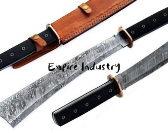 21.5 Inch Long Full Tang Handmade Damascus Steel Bush craft Machete With Sheath, Birthday Gift, Gift For Him, Anniversary Gift