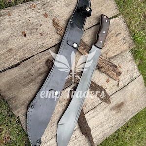 22 Inch Long Full Tang Hand Forged Carbon Steel Bush craft Machete With Leather Sheath