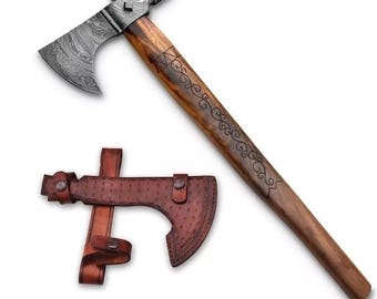 20 Inch Long Handmade Viking Axe, Hand Forged Tomahawk With Sheath, Gift For Him, Birthday Gift, Anniversary Gift, Groomsmen Gift