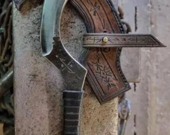 Espada corta de acero al carbono forjada a mano de 38 cm (15 pulgadas) de largo con espiga completa y funda de cuero, el mejor regalo para él.