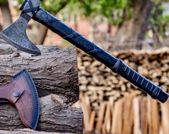21 Inch Long Handmade Viking Axe, Hand Forged Tomahawk With Sheath, Gift For Him, Birthday Gift, Anniversary Gift, Groomsmen Gift