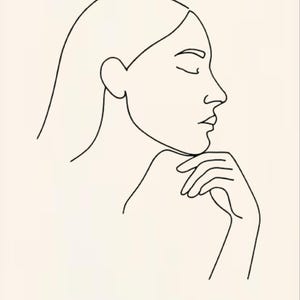 Minimalist Line Art | One Line Woman Portrait | Instant Download