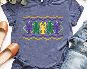 Mardi Gras Shirt,Mardi Gras Shirt Women,New Orleans Tee,Funny Crawfish Shirt,Purple Green Gold Tee,Mardi Gras Gifts,Matching Mardi Gras Tee
