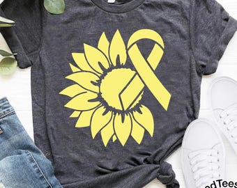 Sarcoma Bone Cancer Awareness T-Shirt: Yellow Ribbon Support