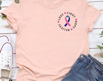 Thyroid Cancer Fight Shirt,Gift For Cancer Survivors,Cancer Awareness Tee,Cancer Support Tee,Fight Believe Hope Survive Shirt,Cancer Ribbon