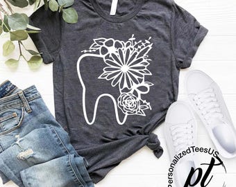 Floral Tooth Apparel, Dentist Gift, Dental Hygienist Tee