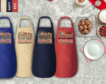 In This Kitchen We Make Messes And Memories Apron, Christmas Kitchen Apron, Funny Cooking Apron with Pocket, Chef Apron, Aprons for Women