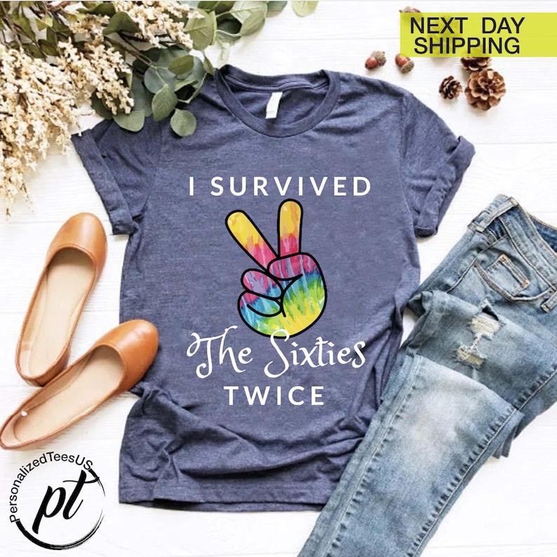 I survived The 60s Twice Shirt, Funny 70th Birthday Shirt, Birthday Party Shirt, Gift for Grandma, 70th Bday Shirt, 70th Birthday Gift imagen 1