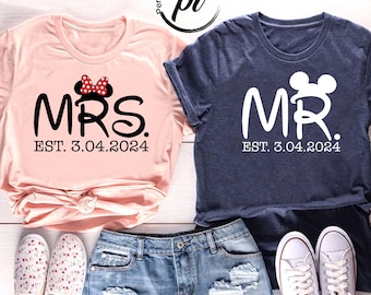 Couples Disney TShirt,Disney Mrs and Mr Shirt, Disney Honeymoon Tee, Disney Couple Gift, Matching Party Shirts, Disney Wedding TShirt
